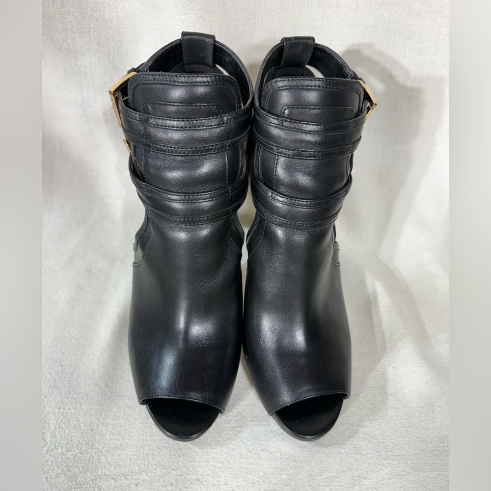 MICHAEL Michael Kors Black Heeled Boots with Gold Buckles Size 9.5 - Picture 4 of 10